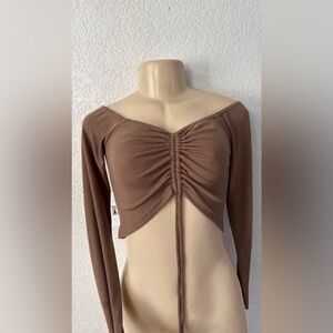 Better Be Brown Ruched Crop Top long sleeve y2k sexy beach